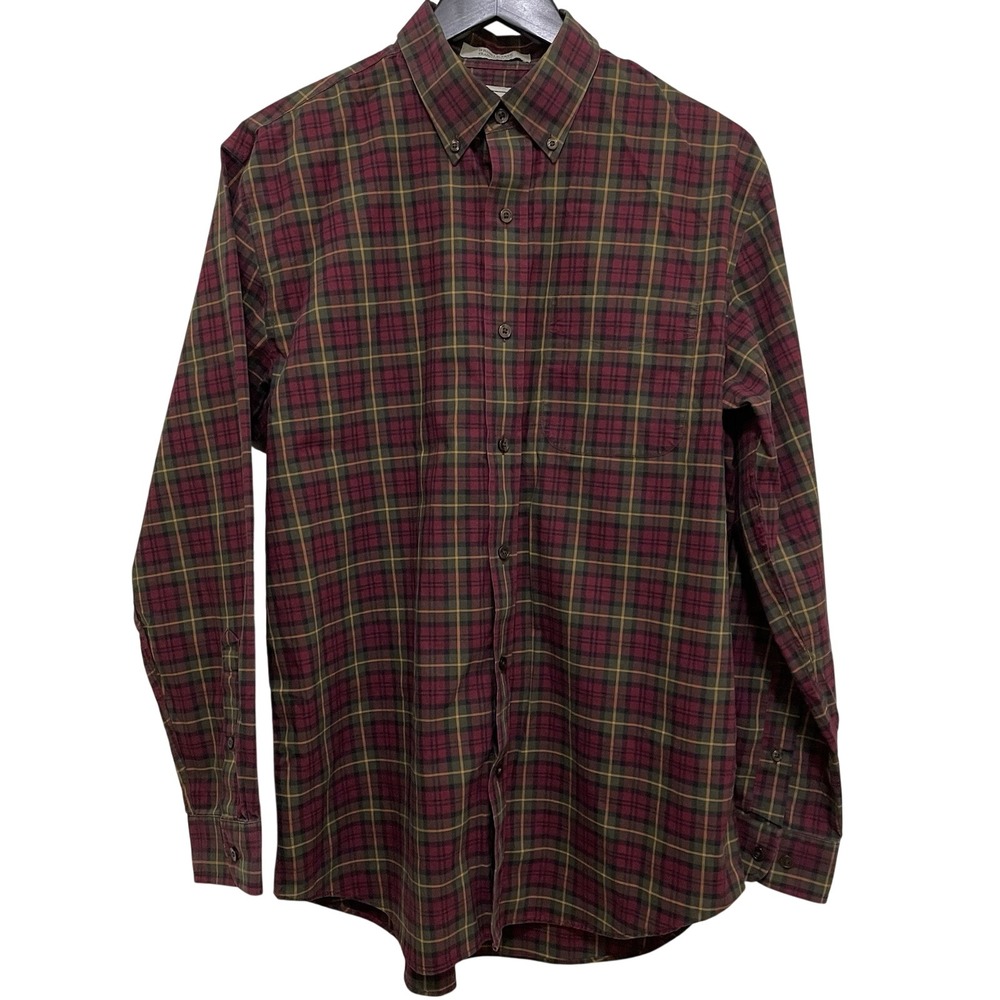 LL Bean Button Down Plaid‎ Shirt Medium Long Sleeve Traditional Fit Wrinkle Free